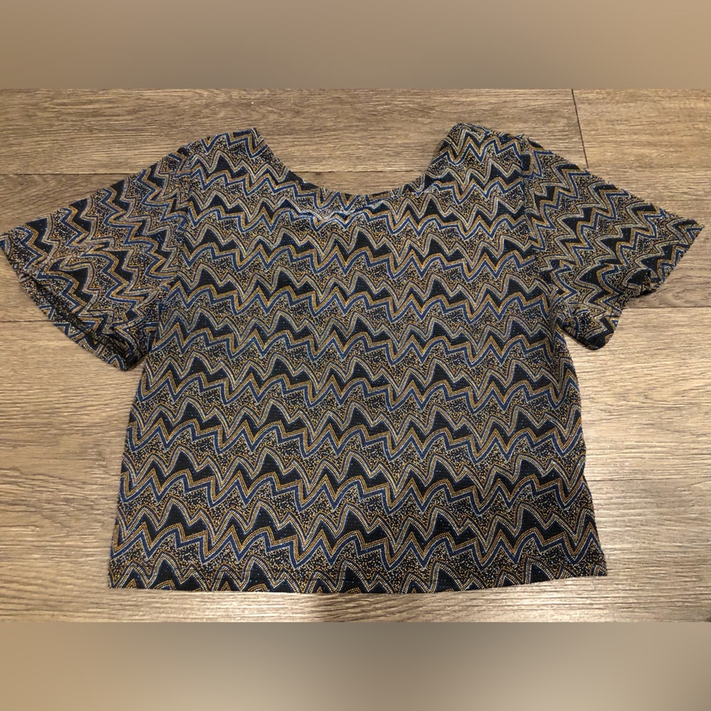 Zara Black and Gold Zigzag Crop Top